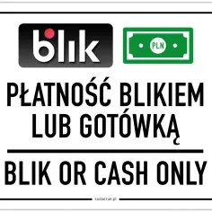 Płatność Blikiem lub gotówką. Czy na Steam można płacić Blikiem? Ten znak informuje o akceptacji płatności Blikiem i gotówką.