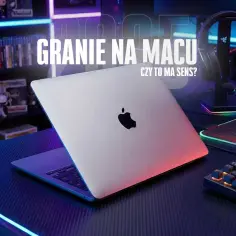 MacBook z podświetlaną klawiaturą i słuchawkami gamingowymi. Czy granie na Macu ma sens?