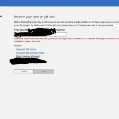 Strona Microsoft umożliwia realizację kodu Xbox. Wpisz 25-znakowy kod, aby dodać środki do konta.