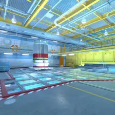 Wnętrze hali przemysłowej z centralnym reaktorem, gotowe na cs2 retake.