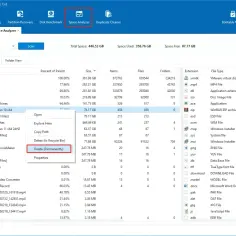 Analiza przestrzeni dyskowej: ile wazy CS2? Widok folderu "Windows 10 x64" z opcją "Delete (Permanently)".