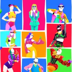 Kolorowi tancerze w fantazyjnych strojach. Chcesz zagrać w Just Dance PS5? Potrzebne jest tylko dobre nastawienie i chęć do zabawy!