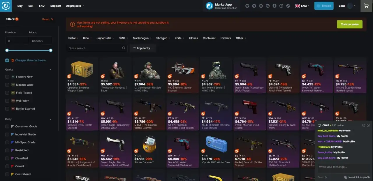 Gdzie sprzedać skiny CS GO za pieniądze? Strona oferuje szeroki wybór broni i skrzynek do sprzedaży.