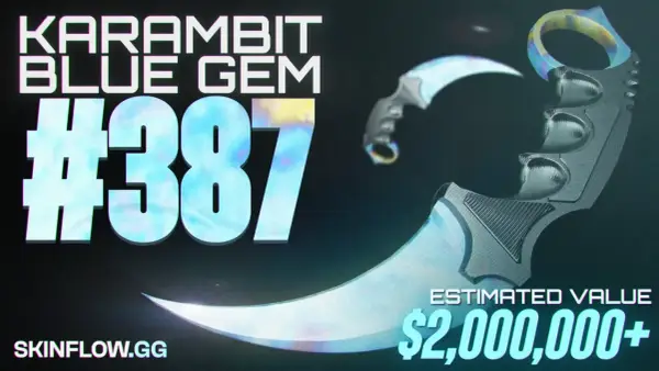 Najdroższy karambit w CS2 - ile kosztuje Blue Gem pattern 387?